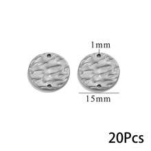 20 Pcs Stainless‑Steel Hammered Textured Round Disc Pendants, Gold‑Plated Single & Double Hole Connector Charms, DIY Jewelry Craft Supplies - Silver - View 11
