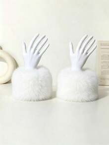 1 Par de Aquecedores de Pulso de Pele de Raposa Sintética Fofa para Mulheres, Punhos de Manga de Pelúcia Elástica Quente, Luvas de Inverno para Mulheres, Punhos com Acabamento de Pele Destacável, Adequado para Jaquetas de Pluma de Inverno, Casacos, Roupas Lolita, Cosplay - Multicolorido - Visão 4