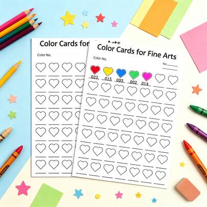 Carte de couleur spécifique à l'art, 49 cartes de coloriage en forme de cœur, convient aux étudiants en art, design unilatéral, applicable aux crayons de couleur, stylos aquarelle, stylos marqueurs