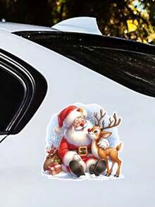 1pc,Multi-Style,Christmas Decoration Wall Sticker,Santa Claus/Car/Reindeer/Gift Box Pattern,PVC Self-Adhesive Removable Wall Sticker,Suitable For Bedroom,Living Room,Kitchen,Dining Room,Bathroom Background Wall,Toilet Sticker/Car Sticker - Multiple Styles - View 5