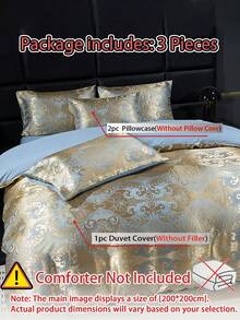 Twill Jacquard Bettbezug mit Blattmuster, minimalistisch, bequem, weich und hautfreundlich, 3 Stücke Set (1*Bettbezug + 2*Kissenbezüge, ohne Füllung), geeignet für Schlafzimmer, Gästezimmer, maschinenwaschbar, ganzjährig verwendbar - Roségold - Übersicht 2