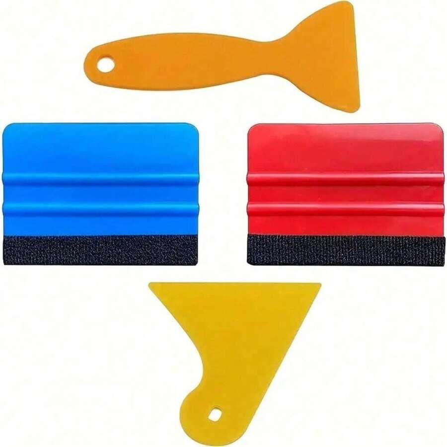 4pcs Felt Edge Squeegee Car Vinyl Wrap Tools, 4 Inch Vinyl Film Squeegee Application Tools, Suitable For Car Vinyl Wrap, Film Application, Wallpaper Application And Men's Tools - Multiple Styles - View 1