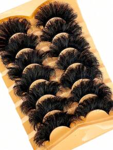 7 Pairs 25mm 9D Thick Extra Long Dense Mink False Eyelashes, DD Curl, Fluffy Cat Eye Dramatic Volume Look, Mink-Like Extension Style, Reusable Heat-Bonded Lash Extensions - Fluffy Lashes - View 3