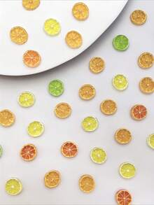 38pcs Mixed Color Translucent Lemon Slice Nail Art Charms, 3D Resin Nail Accessories, Phone Case Hair Clip Earring Decoration Small Accessories - Multicolor - View 1