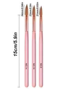 3pcs/Set Acrylic Nail Brush Set #8/10/14 Professional Acrylic Powder Extension Nail Brush 3D Carving Nail Art Salon Tool Accessories - Multicolor - View 6