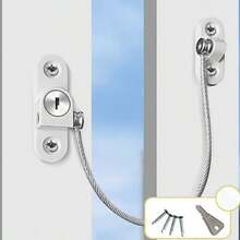1pc Multi-Function Window Limit Lock, High-Rise Flat Push/Sliding Window Anti-Fall Steel Cable Limiter Anti-Theft Lock, Child Safety Lock Sliding Door Window Lock Clip, With Installation Screws - Multicolor - View 2