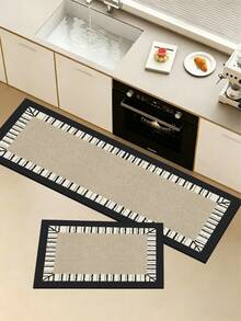 1 Pc Border Stripe Lines Pattern Kitchen Mat, 3.5 Mm Soft Rubber That Absorbs Water And Is Easy To Clean. Suitable For Corridors, Bathrooms, Living Rooms, Outdoor Door Mats, And Toilets. Useable Throughout The Year And For Various Holidays. - Multicolor - View 9