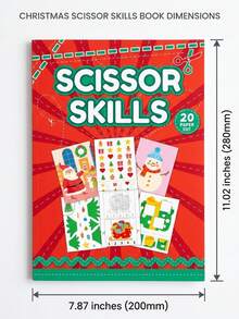Christmas Scissor Skills Activity Book For Kids, 20 Paper Cuts Early Educational Learning Toy, Creative Fine Motor Skills Development & Artistic Training, Holiday Party Game & Hand-Eye Coordination Gift For Toddlers, Perfect Birthday/Christmas Gift - Red - View 13