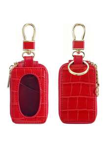Vintage Business Multifunctional Car Key Protective Bag Unisex, Crocodile Pattern PU Mirror Transparent Window Car Key Protective Bag, Casual Portable Small Car Key Storage Bag Key Ring Holder, Creative Gift/Men's Gift/Women's Birthday Gift/Husband Gift - Multicolor - View 6