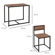 Dining Table And Chairs Set 2, Dining Room Sets, Rectangular Space Saving Table And 2 Chairs Compact Kitchens, Steel Frame, On-Site - Natural Wood + Engineered Wood - View 3