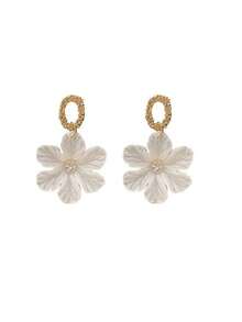 1 Pair Minimalist Versatile Flower Stud Earrings, Ins Style Forest Petal Earrings, Fresh Versatile Women's Jewelry - White - View 6