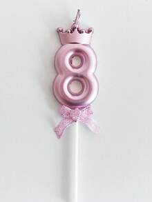 Bright Pink Crown Pattern Birthday Candles, Suitable For Birthdays, Anniversaries And Various Celebrations, Decorated With Glitter And Bow Detail - Multicolor - View 9