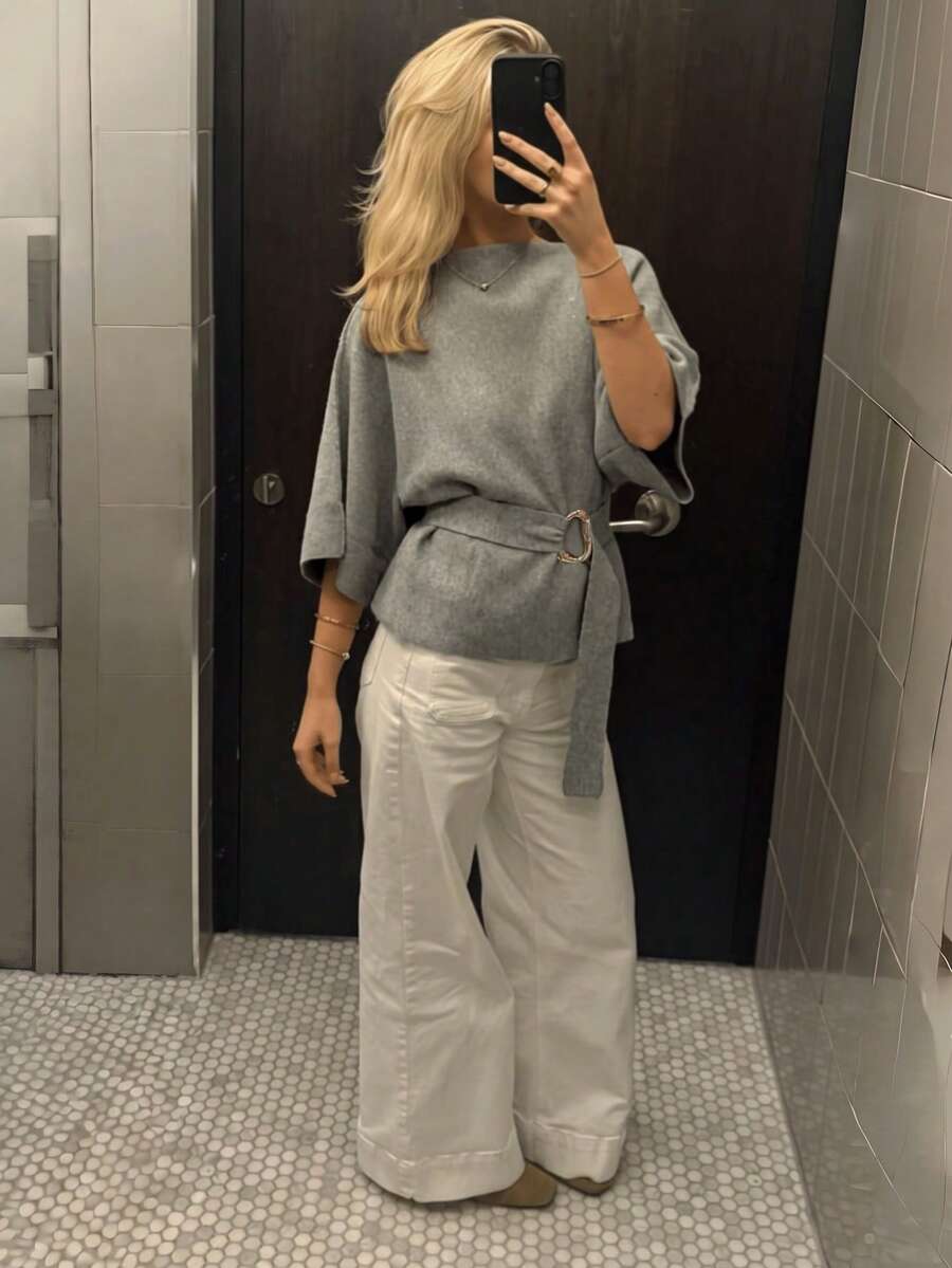 Women's New Autumn Knitted Sweater Elegant Casual Commute Travel - Grey - View 1