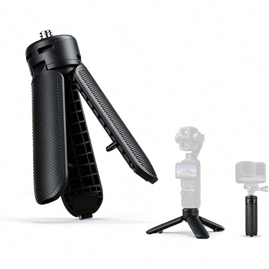 Auto-Opening Mini Tripod, 2-In-1 Handheld Grip & Tabletop Camera Stand With 1/4"-20 Screw Mount, Compact Pocket Tripod For Pocket 3 Gimbal, 360 & Action Cameras, Vlogging, Travel, Live Streaming & Content Creation