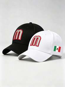 1pc Men Mexico M‑Letter 3D Embroidered Baseball Cap Side Mexican Flag Print Adjustable Hat For Hiking Casual Street Party Travel - Multiple Styles - View 8