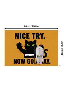 1件幽默黑貓門墊，Nice Try Now Go Away，卡通小貓戴時尚眼鏡，傲嬌態度語錄地毯，長方形玄關臥室門墊，諷刺幽默前門公寓裝飾，貓媽入宅禮物 - 彩色 - 查看 11