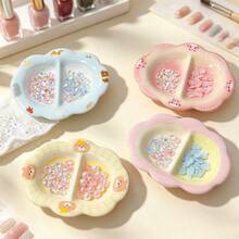 1pc 2-In-1 Nail Glitter Storage Box & Nail Color Palette, Dual Compartment Nail Gel Color Palette, Mini Graffiti Watercolor Palette, Multi-Functional Nail Rhinestone & Pearl Storage Tray - Multicolor - View 4