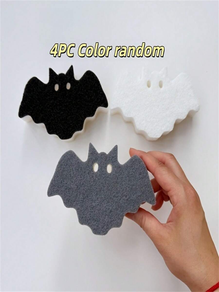 2pcs/4pcs Halloween Random Color Multi-Function Cleaning Brush Dishwashing Sponge Cloth 3-Layer Kitchen Cleaning Sponge - Halloween Creative Bat Sponge Scrubber - View 1