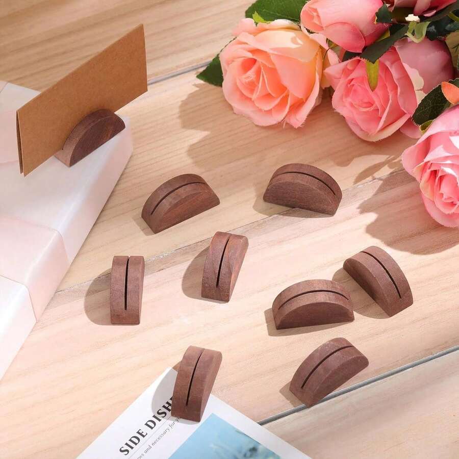 1/6/12pcs Table Number Holders, Wedding Table Number Holders, Semi-Circular Table Card Holders, Suitable For Office, Poster, Photo, Menu, Banquet, Christmas Party, Restaurant, Store, Wedding And Various Event Decorations. - Multicolor 1 - View 1