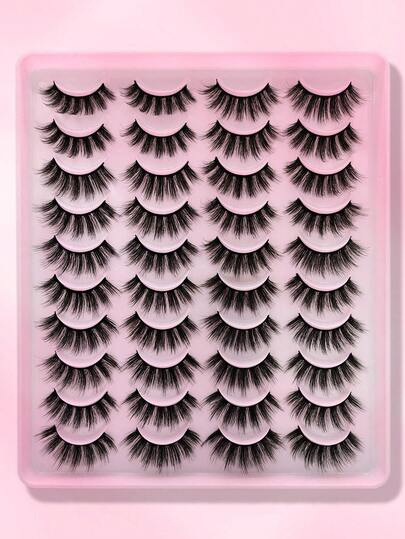 20 Pairs Natural Voluminous Long Full Strip False Eyelashes, Cat Eye Style, Soft And Skin-Friendly, Eyelash Tool Set, Suitable For Daily Use And Special Occasions, Non-Irritating, Reusable, Suitable For All Eye Shapes