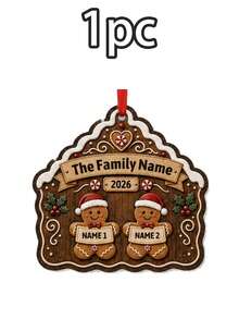 Custom Gingerbread Family Christmas Ornament, Personalized 2-5 Names Holiday Tree Decor, Festive Gingerbread House Style, Customized Family Keepsake, Customizable Name Hanging Ornament, Christmas Home Decor, Holiday Gift 2026, Christmas Decorations - Style D - View 13