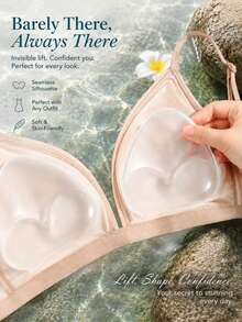 2pcs Women's Triangle Silicone Breast Pads, Provide Soft Support; Replaceable Bra And Swimsuit Inserts - Multi-color - View 1