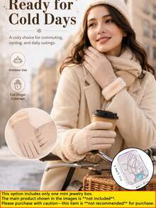 Thickened Warm Touchscreen Gloves, Suitable For Winter Snow Sports, Can Be Used As Christmas/Holiday Gift. Designed Specifically For Women And Students, Windproof And Cold-Resistant, Suitable For Cycling And Daily Winter Wear. - Multicolor - View 11