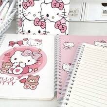 1/2/4pcs Cute Hello Kitty Spiral Notebook A7 Pink Cartoon Kitty Print Coil Diary, Portable Ruled Writing Journal, Adorable Stationery Notebook, Suitable For Girls Teenagers School Office Supplies - A - View 5