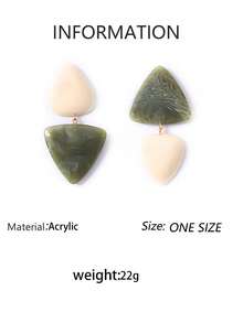 1pc Retro European And American Style Personalized Contrast Color Geometric Triangle Resin Pendant Exaggerated Earrings For Women - Personalized Earrings - View 12