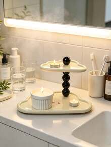 Two‑Tier Cloud‑Shaped Jewelry Tray With Black/Red Beaded Column Support&Pattern Accent Detail,Display For Perfume Watch&Accessories,Decorative Vanity Tray,Suitable For Dresser,Bedroom,Entryway,Bathroom Counter,All‑Season Household Daily Use Christmas - Multicolor - View 6