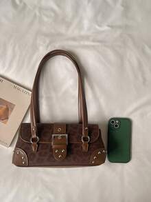 Korean Niche Design Shoulder Bag Boston Bowling Handbag Underarm Bag With Multiple Pockets Large Capacity - Coffee - View 6