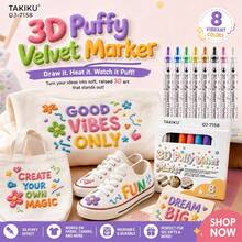 3D Fabric Markers, 8pcs Set 3D Fabric Markers, Fine Tip Fabric Paint Markers, Suitable For Clothing And Textiles, T-Shirts, Tote Bags, Hats DIY Handmade Garments - Sets - View 2
