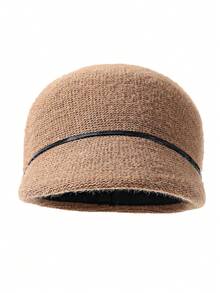 Women's Beanie Hat, Autumn/Winter Warm Baseball Cap, Vintage Elegant Leather Decor With Metal Buckle - Berets - View 6
