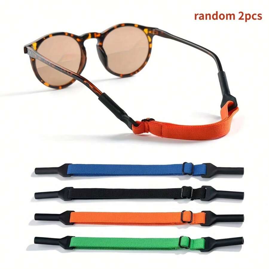 2pcs/Set Sports Anti-Slip Glasses Lanyard, Colorful Adjustable Elastic Eyeglass Chain, Anti-Loss Glasses Accessory, Suitable For Cycling And Running - Multicolor - View 1