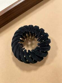 1/4pcs Women's Flocked Bird Nest Hair Bun Maker, Slouchy High Ponytail Styling Tool, Bun Fixing Hair Accessory, Simple Versatile Multi-Color Hair Clips - Multicolor - View 7