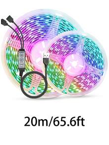 شريط إضاءة LED USB للتلفزيون بطول 3.28 قدم - 98 قدم، شريط إضاءة LED بطول 16.4 قدم لتلفزيون 45-75 بوصة، شريط إضاءة 3 ألوان للتلفزيون، إضاءة خزانة مرنة لديكور المنزل، مناسب لديكور المنزل والحفلات والعطلات وإضاءة غرفة المعيشة وغرفة النوم وإضاءة خلفية للتلفزيون - متعدد الألوان - مشاهدة 16