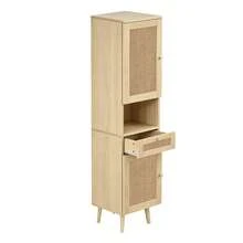 Bathroom Storage Made Of Wood With Storage With Doors Freestanding White - Natural - View 7