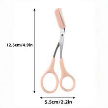 1 Set Stainless Steel Built-In Eyebrow Comb Scissors + 1 Random Pattern Postcard, Elegant Women's Beauty Tool, Easy To Use And Durable, Ideal Gift For Makeup Enthusiasts - Pink - View 6