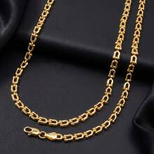 2pcs/Set Minimalist 14K Gold Plated U-Shaped Necklace & Bracelet Jewelry Set, Unisex, Suitable For Daily Wear And Party - Gold - View 3