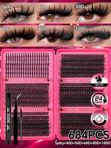 720/684/648/200pcs Multi-Style D-Curl Eyelash Clusters Set, 8-16mm Large Capacity Individual Lashes. Easy For Daily Makeup Use At Home. Suitable For Dates, Travel, Photography, Weddings, Holidays And Cosplay False Eyelashes - Multicolor - View 6