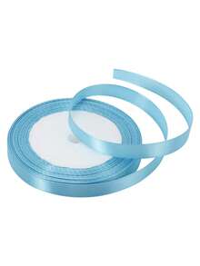 1 Roll Satin Ribbon, 25 Yards, For Gift Wrapping, Flower Bouquet, Cake Decoration, Bowknot, Bookmarks, Party Decorations, Rainbow Colour, - Blue - View 4