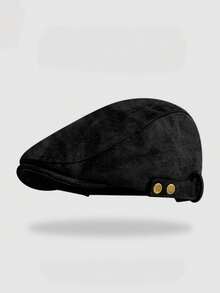 1pc Women's Vintage Suede Newsboy Cap, British Style Flat Cap With Double Rivet Side Adjustable Buckle, Face-Slimming Casual Commuter Travel Hat For Spring, Autumn, Winter - A - View 10