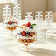[Mini Stem Cup] Mini Tasting Cup/Minimalist Stem Dessert Cup/Transparent Body, Stackable Storage Space-Saving, Suitable For Fruit Cups, Yogurt, Pudding, Ice Cream, Home Afternoon Tea, Banquet Party Platter, Beautiful And Easy To Clean, Easily Capture Exquisite Food Scenes, Decorate Dining Table Atmosphere - Transparent - View 6