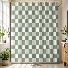 1/4 piezas Juego de cortinas de baño con tema de rayas blancas y verdes, cortina de ducha impermeable de poliéster, decoración de baño, cortina lavable con ganchos, cortina de puerta/ventana de moda, cortina divisoria de la ducha, accesorios de baño lavables a máquina para volver al colegio - Multicolor - Ver 20