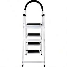 Escalera Telescópica de Acero de 4 Escalones, Color Blanco, Diseño Plegable y Compacto para Hogar, Ideal para Cocina, Armarios y Estantes, Estructura Estable, Resistente y Fácil de Guardar - Blanco - Ver 7