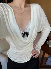 Early Autumn Sheer Scoop Neck T-Shirt Women Slim Fit Flattering Sexy Top, Layering With Innerwear Required - White - View 2