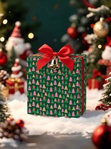 1 Roll Of Christmas Gift Wrapping Paper With Colorful Christmas Tree Patterns;Perfect For Christmas Gift Wrapping,Decorating For Christmas Parties,Home Festive Decoration,DIY Craft,Festive Favour Wrapping 1 Roll Size: 43 Cm X 300 Cm. - A - View 4