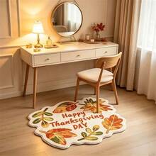 1pc Maple Leaf Asymmetrical Shape Bathroom Mat, Soft Fluffy Absorbent Fabric With Non-Slip Backing Easy To Clean Floor Mat, Perfect For Bathroom, Entryway, Bedroom, Kitchen, Ideal For Thanksgiving Party, Autumn Theme Decor And Seasonal Home Arrangement - Multicolor - View 4