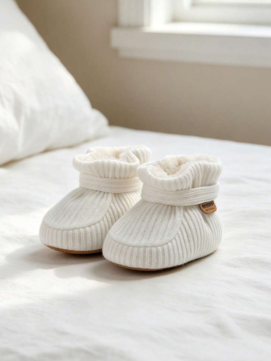 Infant Boots, Warm And Comfortable Infant Socks And Shoes, Easy To Put On And Take Off, Soft Non-Slip Adjustable, Suitable For Infant Boys And Girls - White - View 1