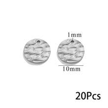 20 Pcs Stainless‑Steel Hammered Textured Round Disc Pendants, Gold‑Plated Single & Double Hole Connector Charms, DIY Jewelry Craft Supplies - Silver - View 6